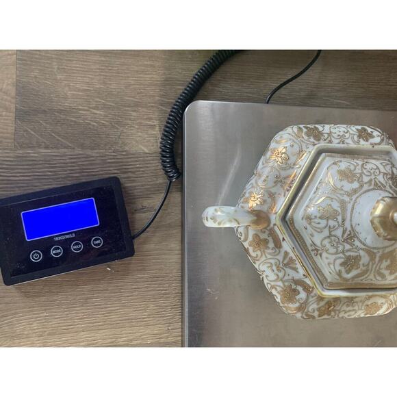 Vintage Nippon Gold Gilded Moriage Porcelain Hexagon Sugar Bowl Hand Painted Lid - Picture 11 of 14